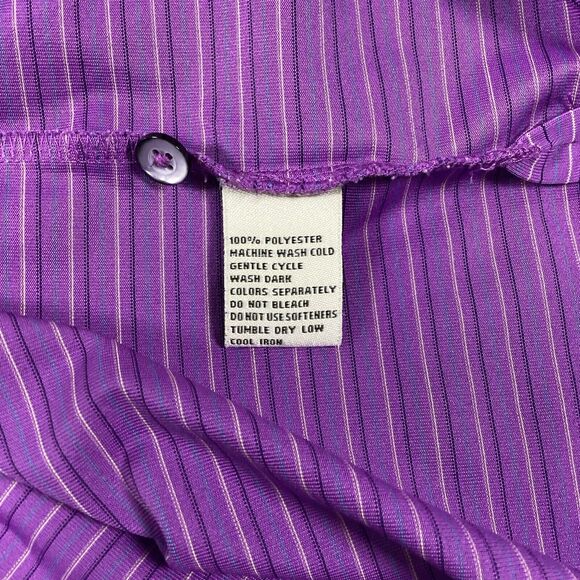 Donald Ross Men's Short Sleeve Purple Pin Striped Golf Polo Shirt Size Large - Picture 13 of 14